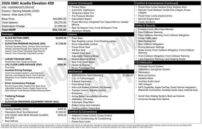 2026 GMC Acadia Elevation