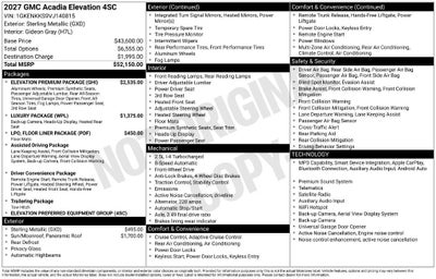 2027 GMC Acadia Elevation