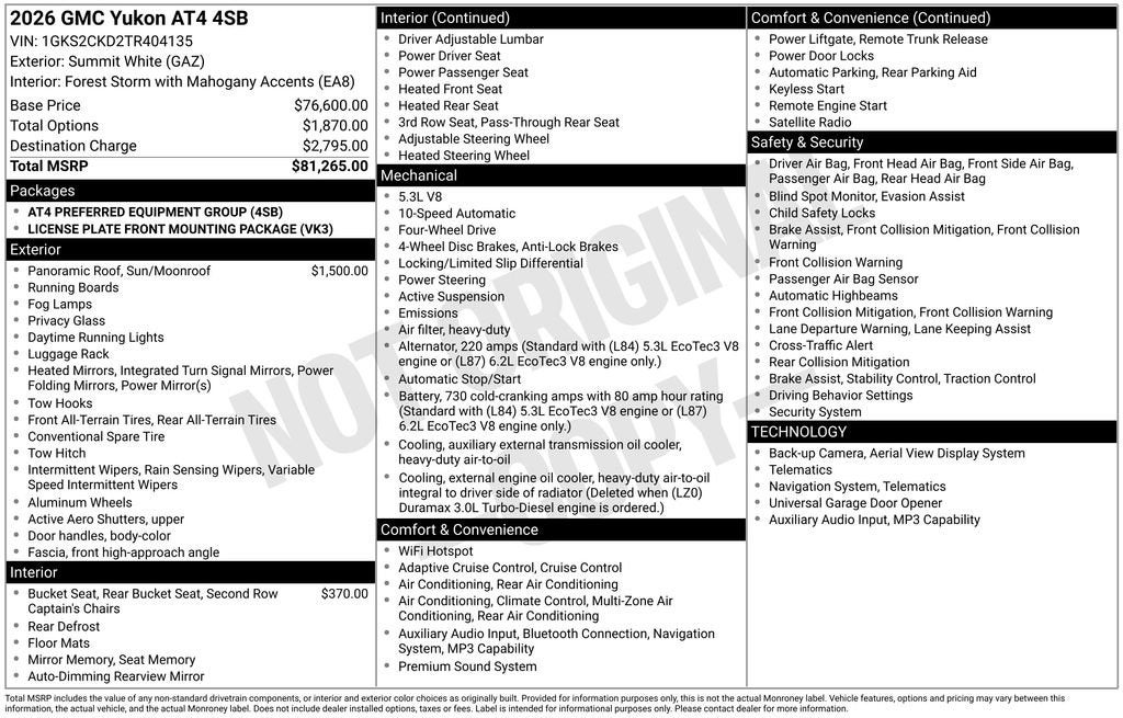 2026 GMC Yukon AT4