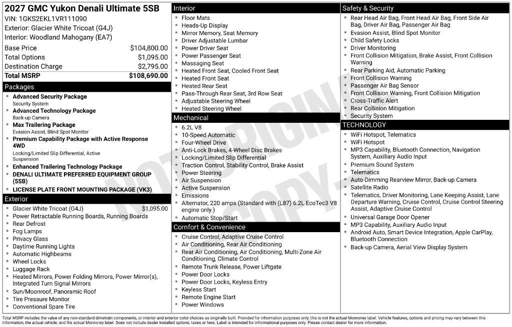 2027 GMC Yukon Denali Ultimate