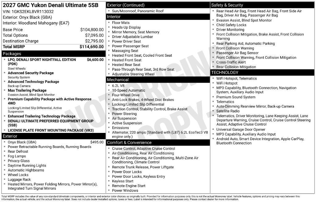2027 GMC Yukon Denali Ultimate
