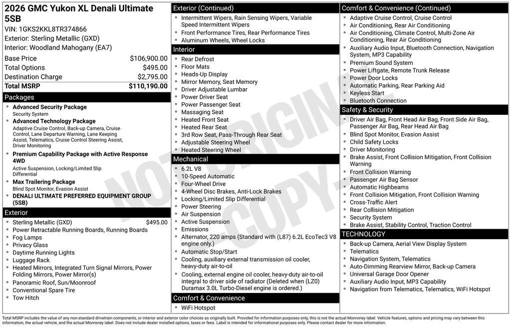 2026 GMC Yukon XL Denali Ultimate