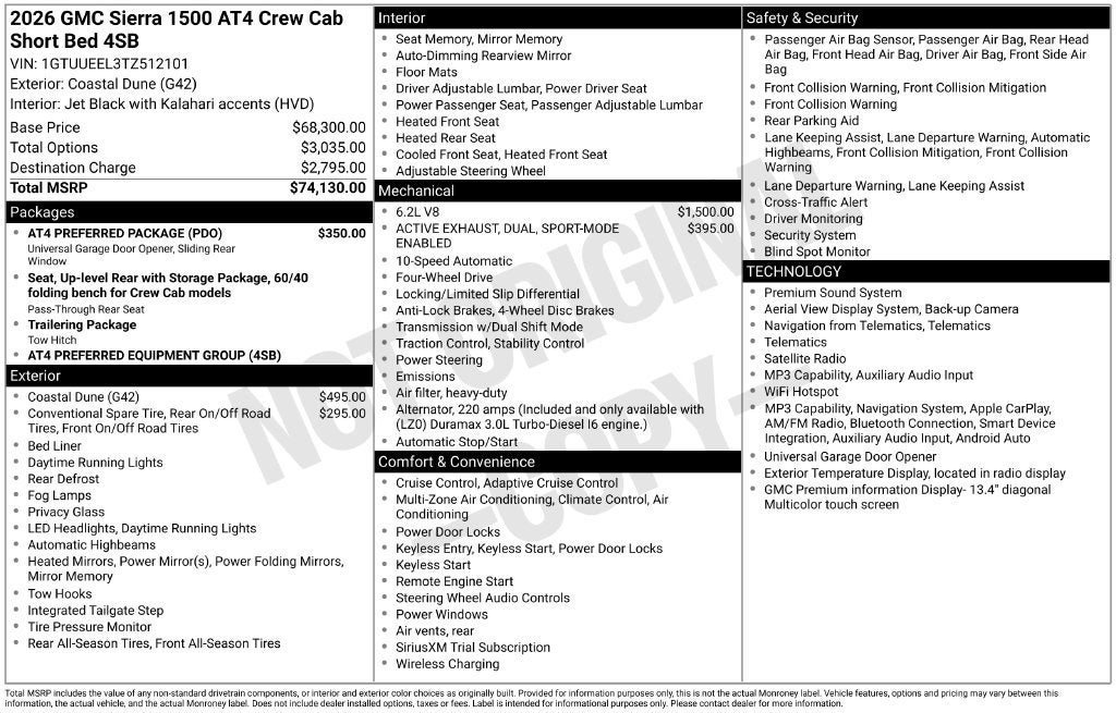 2026 GMC Sierra 1500 AT4