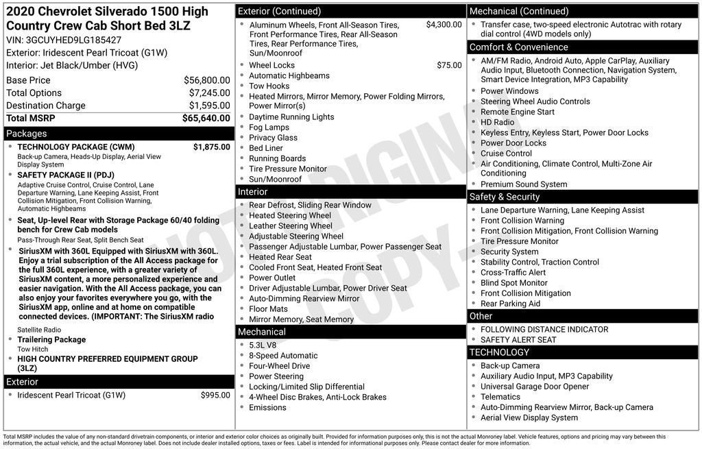 2020 Chevrolet Silverado 1500 High Country