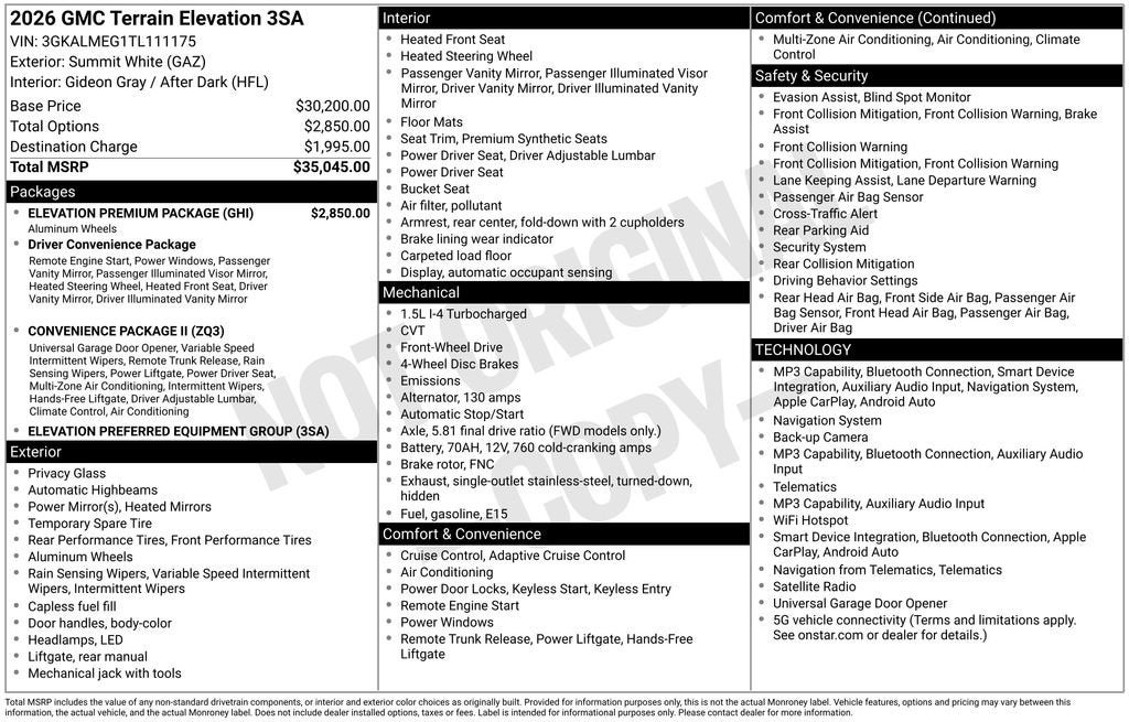 2026 GMC Terrain Elevation