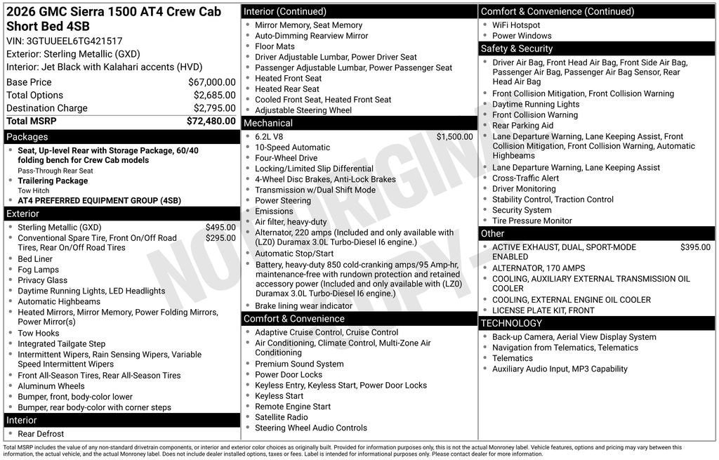 2026 GMC Sierra 1500 AT4