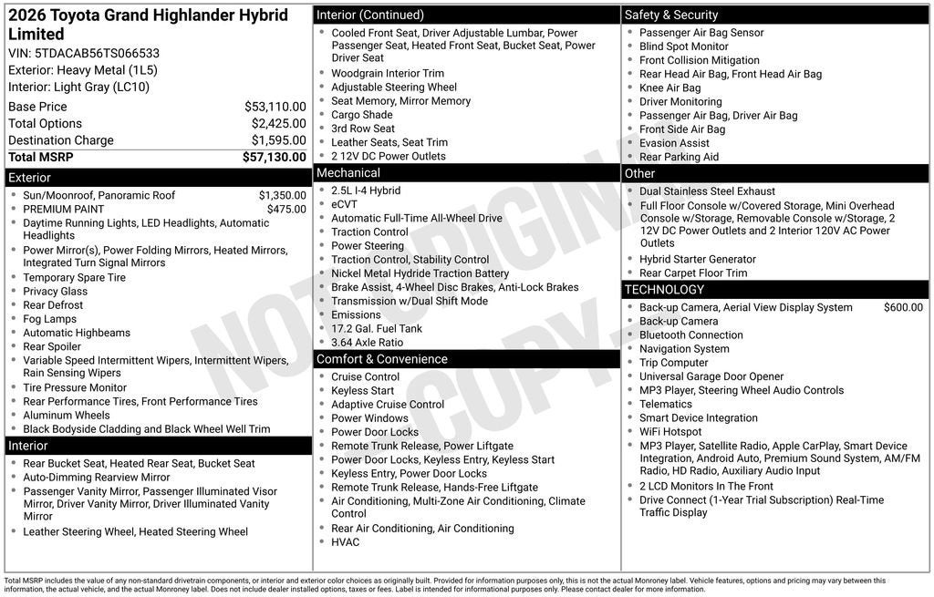 2026 Toyota Grand Highlander Hybrid LE