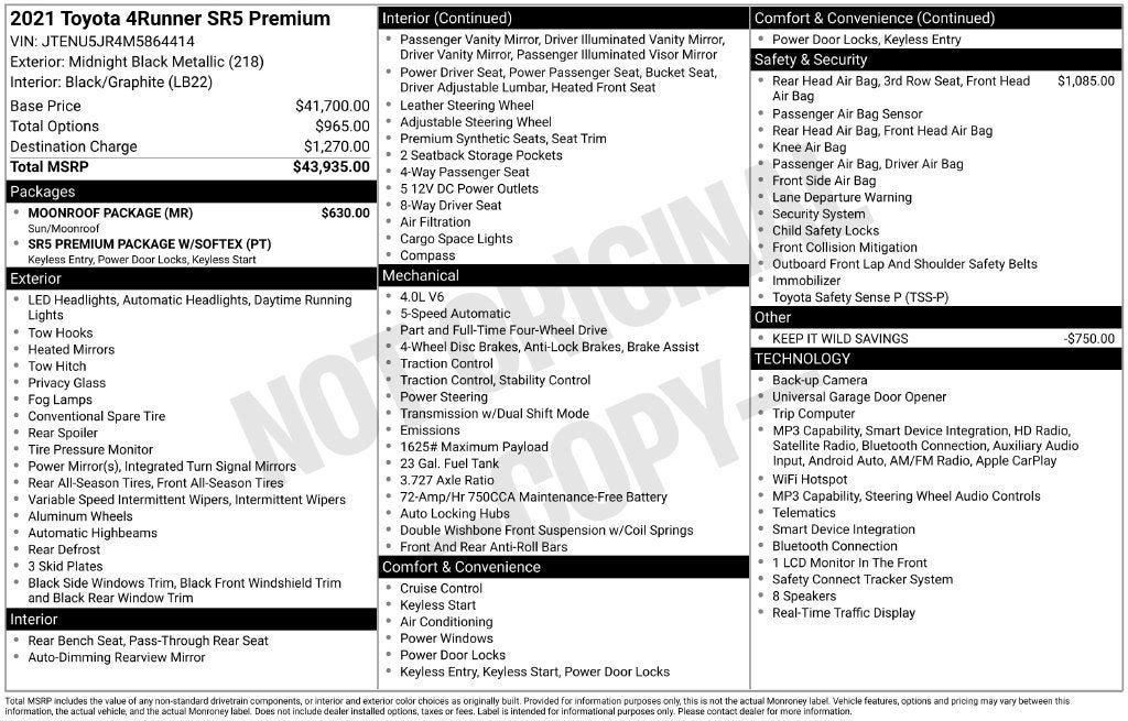 2021 Toyota 4Runner SR5 Premium