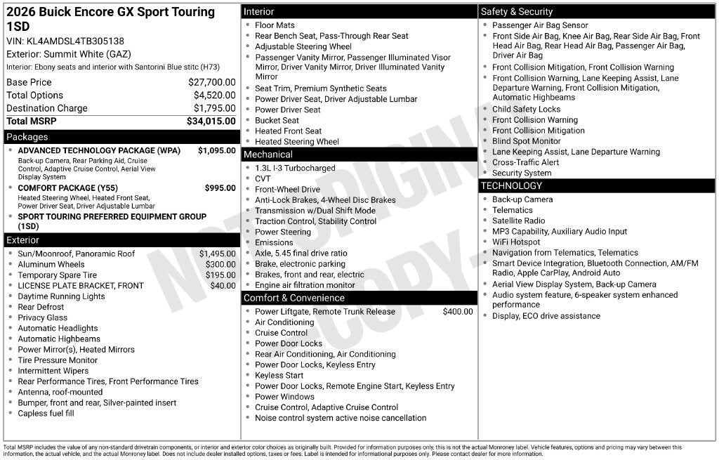 2026 Buick Encore GX Sport Touring